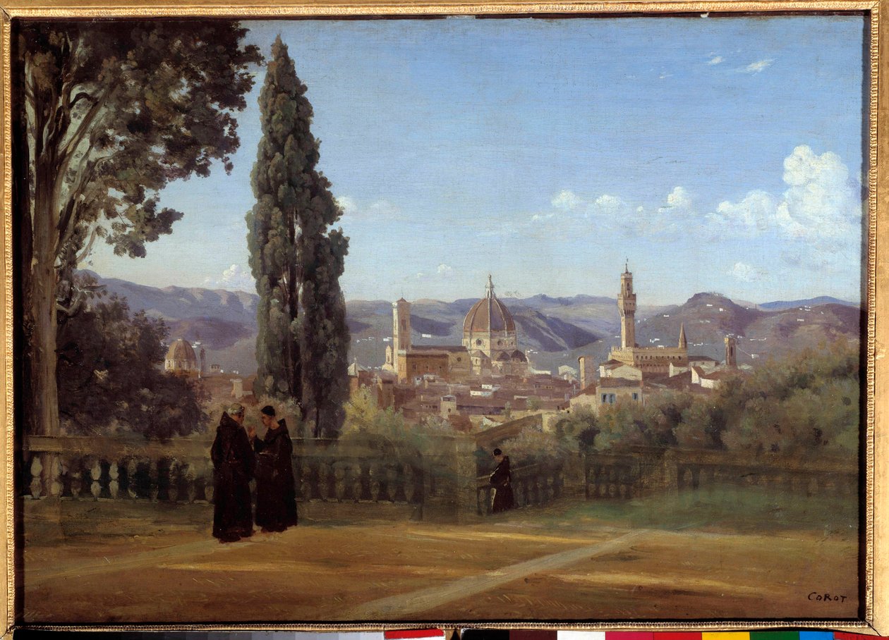 Udsigt over Firenze fra Bobolis haver Maleri af Camille Corot (1796-1875) 1835 Søn. 0,51x0,73 m af Jean Baptiste Camille Corot