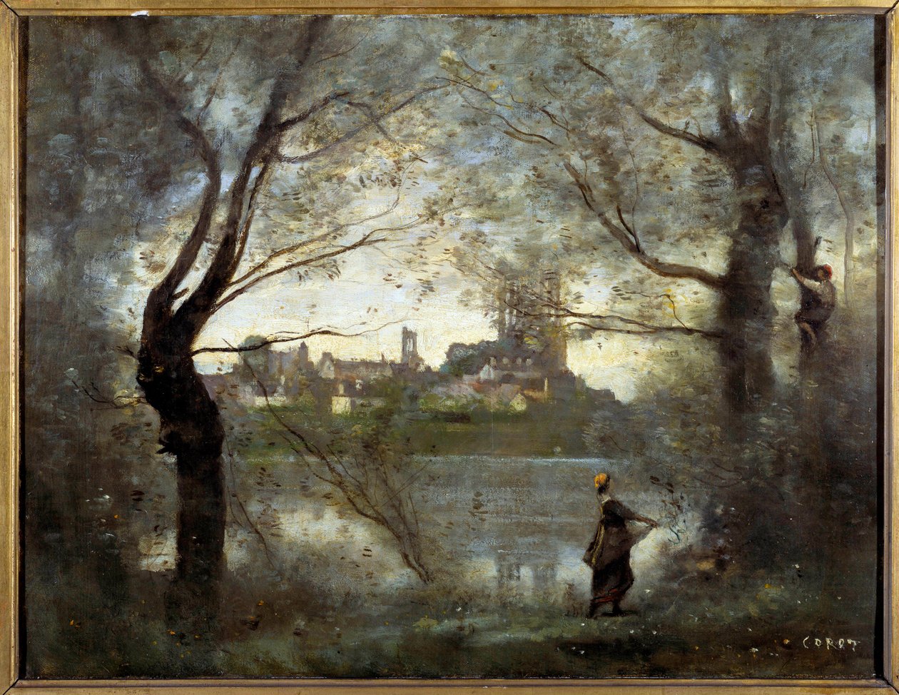 Udsigt over Mantes (Mantes-la-Jolie, Yvelines) Maleri af Camille Corot (1796-1875) 1865 Søn. 0,42x0,55 m Reims, Kunstmuseet af Jean Baptiste Camille Corot