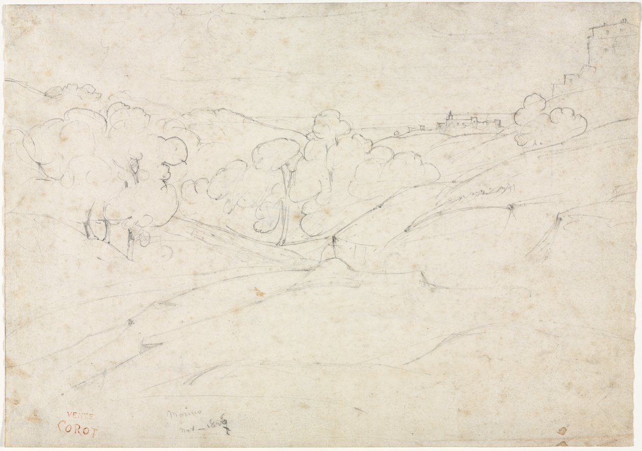 Udsigt over Marino (recto) af Jean Baptiste Camille Corot