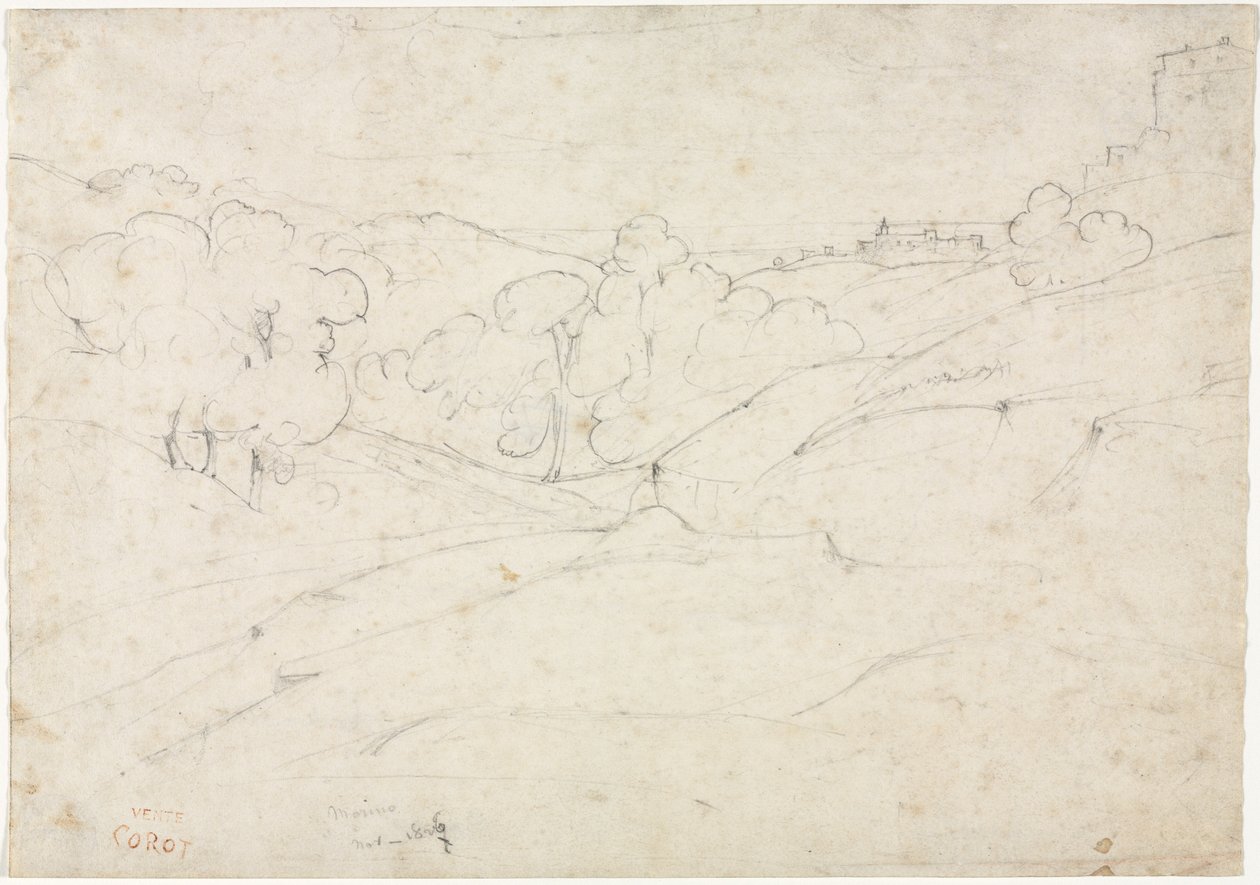 Udsigt over Marino recto, 1827. af Jean Baptiste Camille Corot