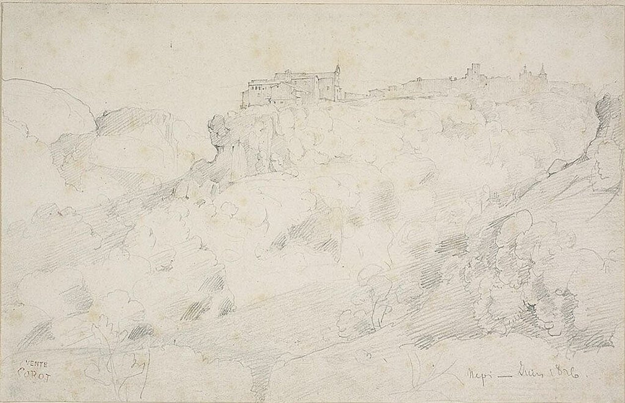 Udsigt over Nepi af Jean Baptiste Camille Corot