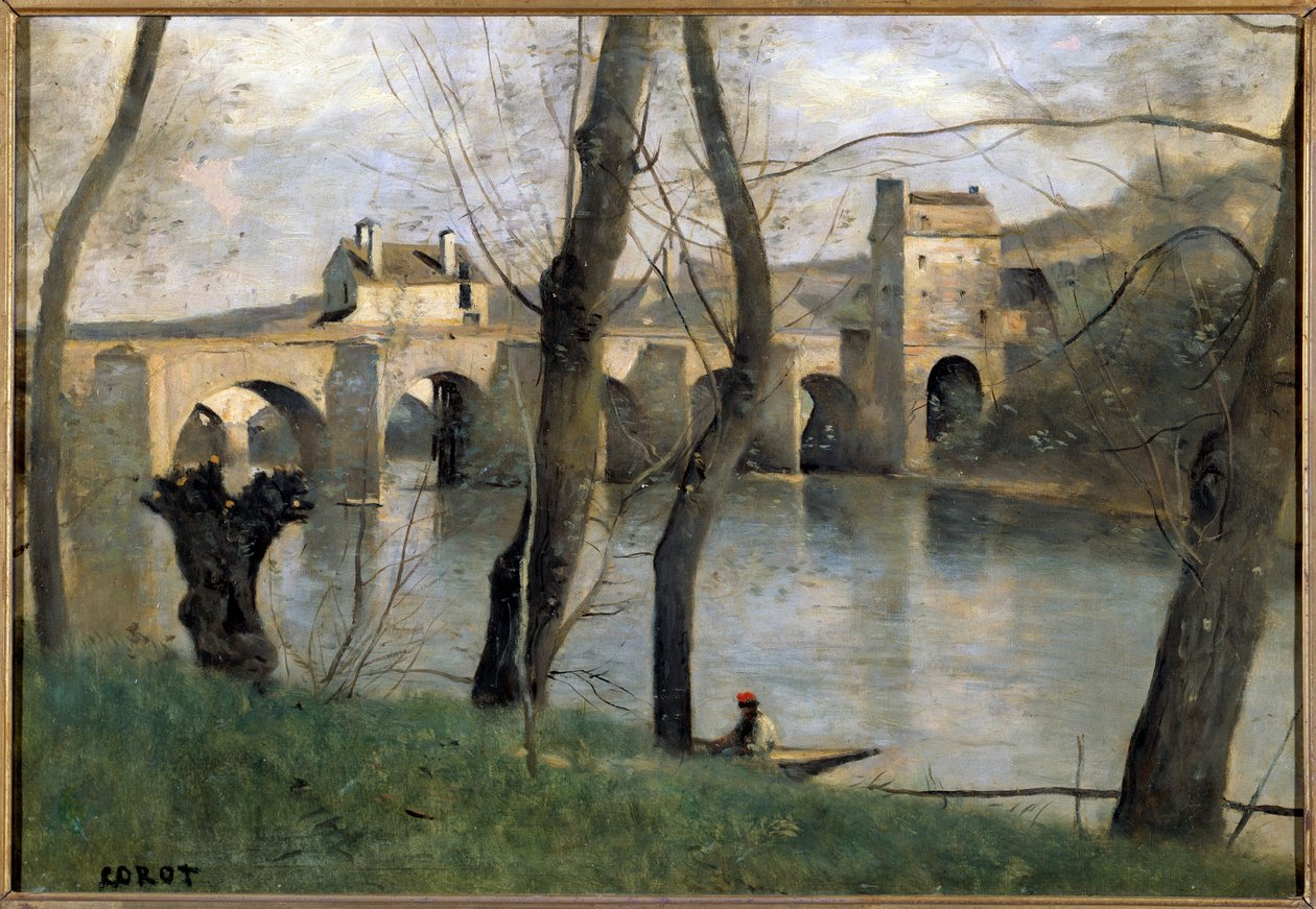 Udsigt over Mantes-broen Maleri af Camille Corot (1796-1875) 1800-tallet søn. 0,38x0,55 m Paris musee du Louvre af Jean Baptiste Camille Corot