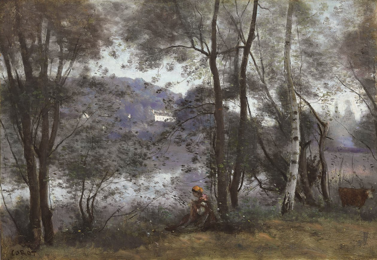 Ville d"Avray: Søen set gennem løv, 1865-1870 af Jean Baptiste Camille Corot