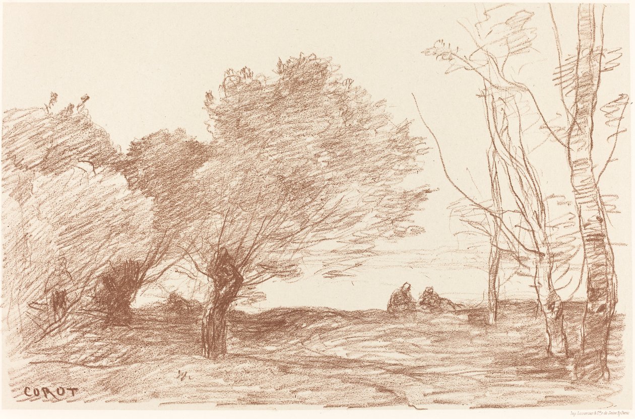 Piletræer og hvidpopler (Saules et peupliers blancs) af Jean Baptiste Camille Corot