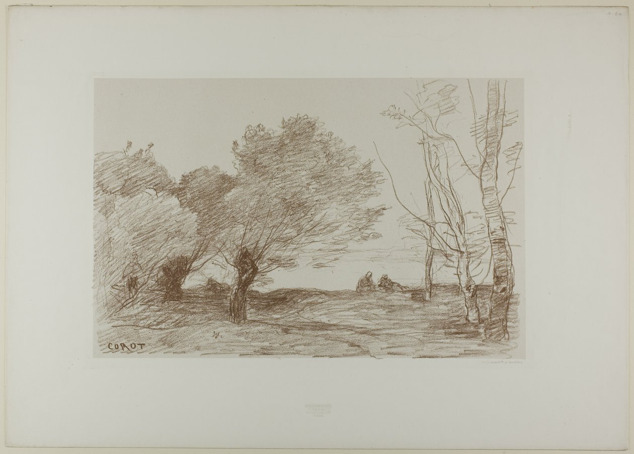 Piletræer og hvide poppel af Jean Baptiste Camille Corot