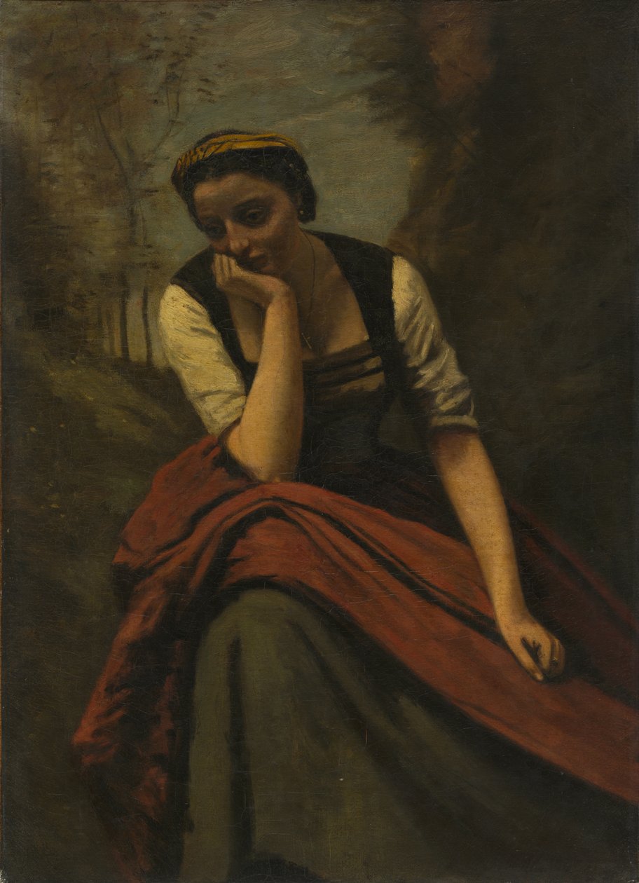 Kvinde mediterer, ca. 1870 af Jean Baptiste Camille Corot