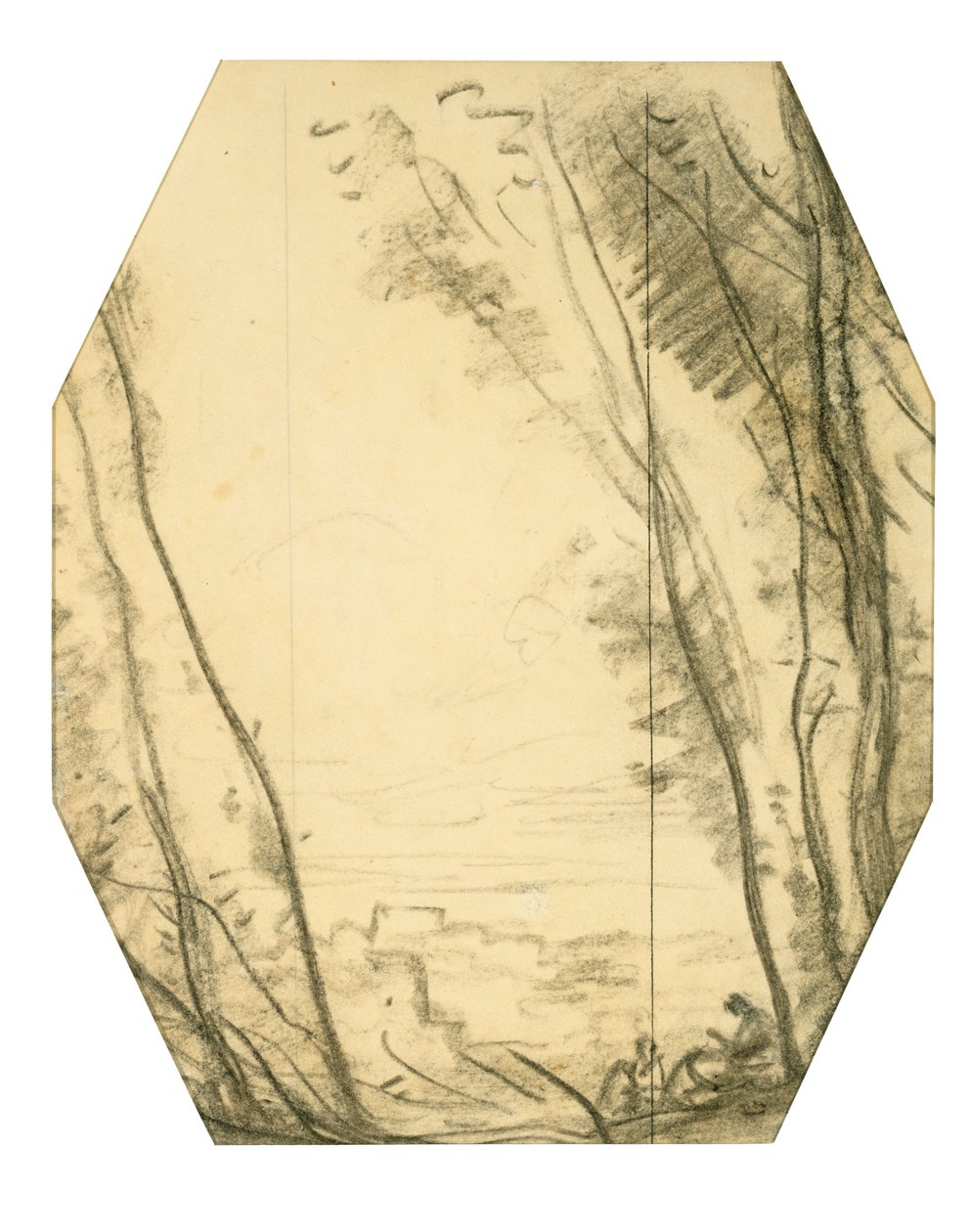 Woodland Scene (kul på vævet papir, foret med morbærpapir) af Jean Baptiste Camille Corot