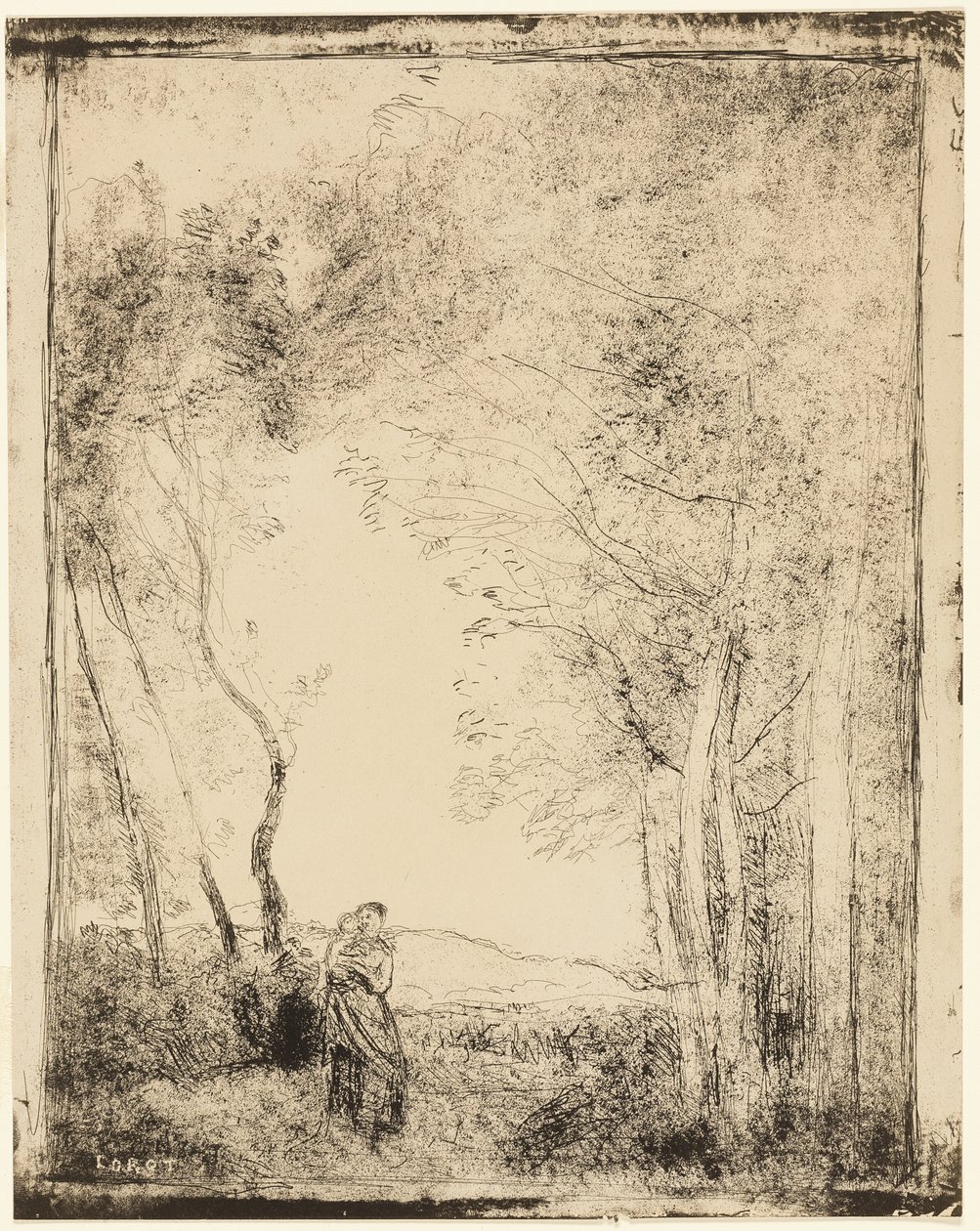 Ung mor i skovkanten af Jean Baptiste Camille Corot