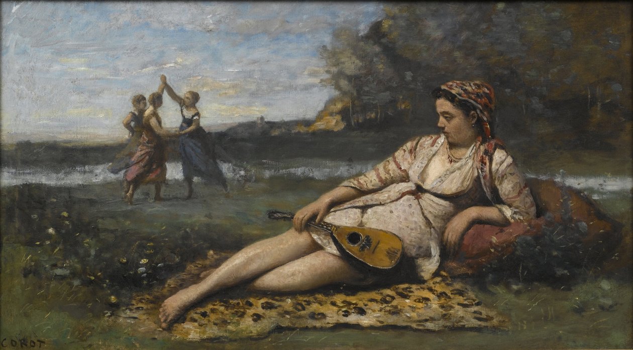 Unge kvinder i Sparta Unge kvinder i Sparta, 1868-1870 af Jean Baptiste Camille Corot