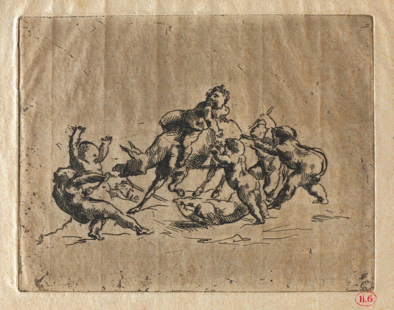 Bacchanal med børn og æsel af Jean Baptiste Carpeaux