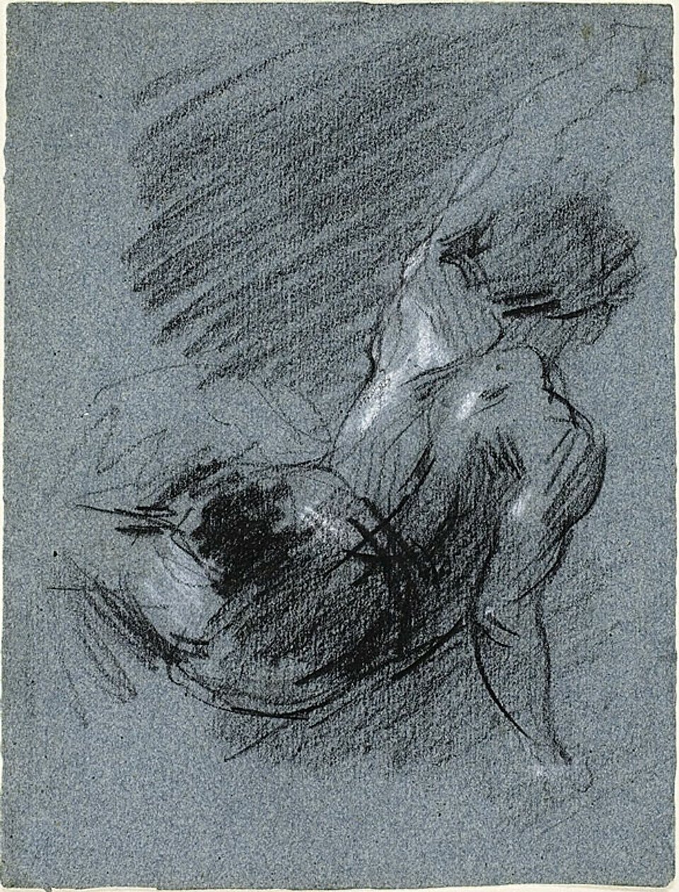 Bagside af siddende figur, der løfter venstre arm af Jean Baptiste Carpeaux