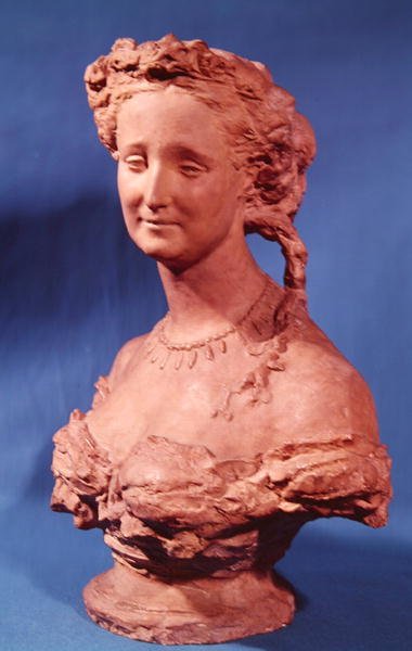 Buste af Eugenie-Marie de Montijo de Guzman (1826-1920) grevinde af Teba (terracotta) af Jean Baptiste Carpeaux
