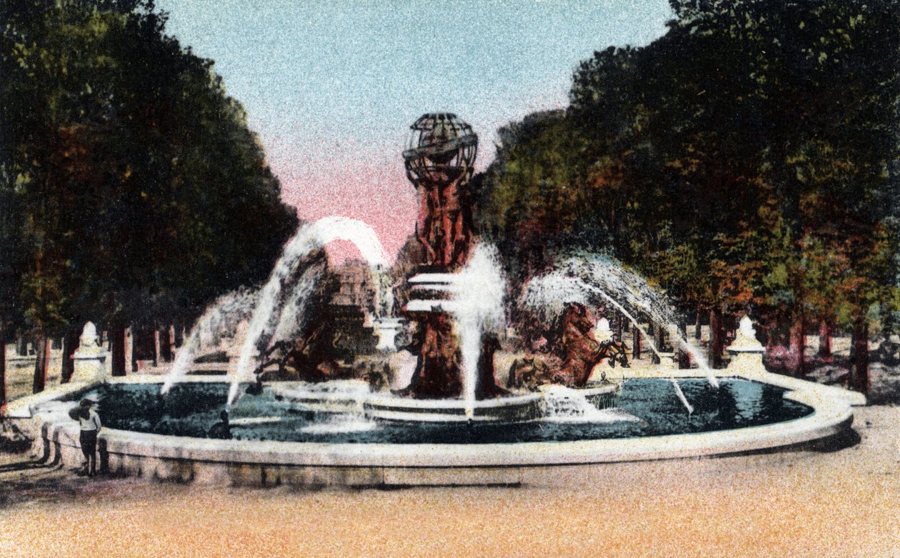 Paris: udsigt over springvandet i de fire dele af verden (fire dele af verden), eller springvandet til observatoriet eller Carpeaux-springvandet på Place Camille Jullian, Jardin du Luxembourg, bygget mellem 1867 og 1874 af arkitekten Gabriel Davioud ( 1824 af Jean Baptiste Carpeaux