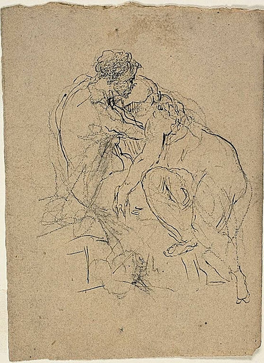Siddende par, der omfavner hinanden af Jean Baptiste Carpeaux