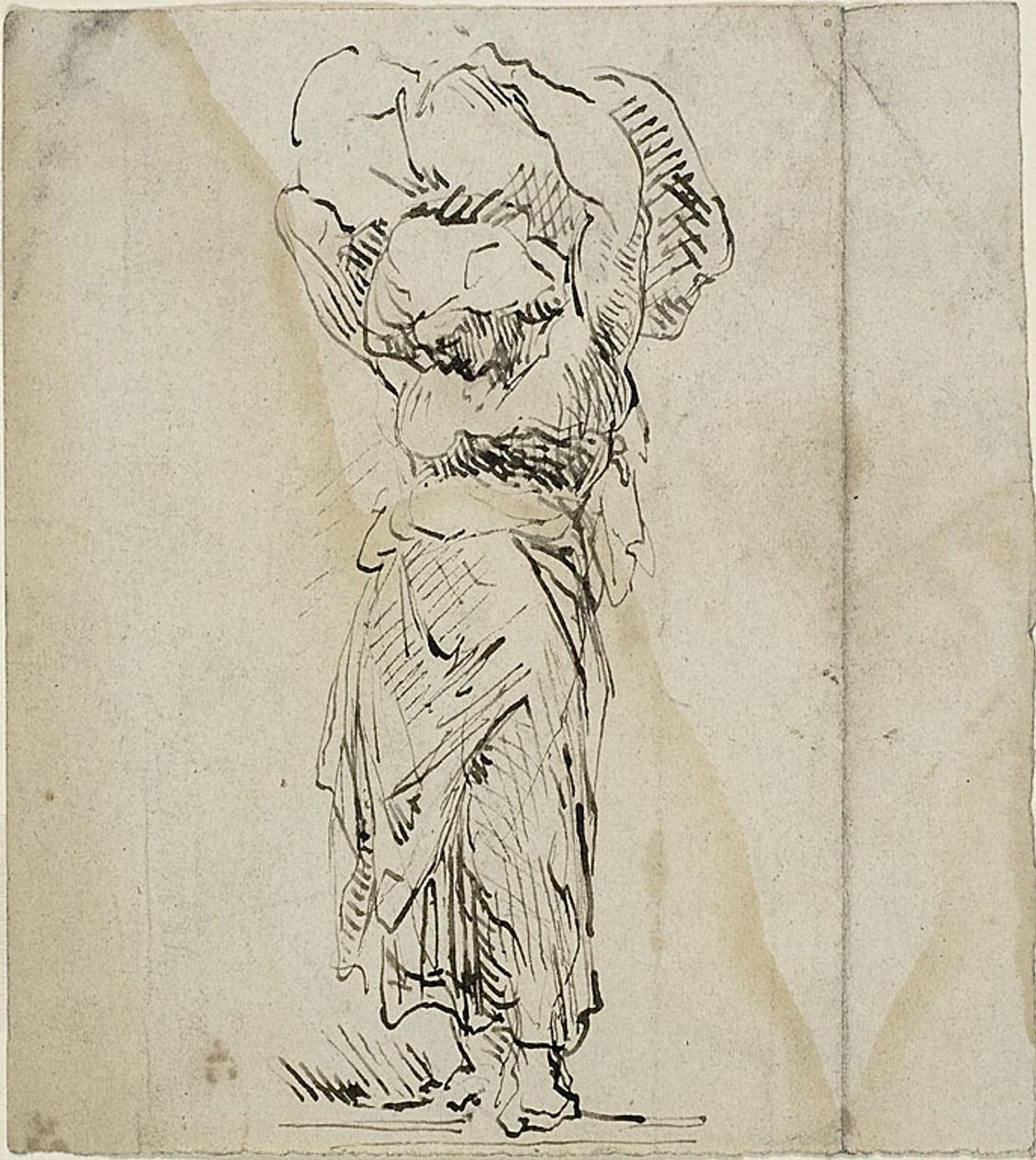 Stående kvindefigur, der bærer et stort bundt af Jean Baptiste Carpeaux
