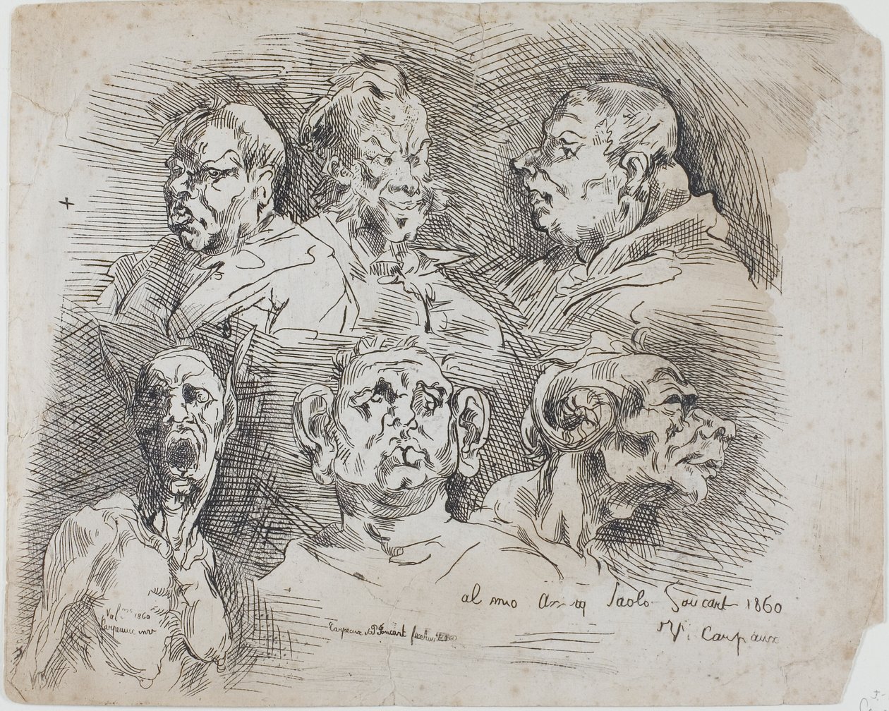 Studier af hoveder af Jean Baptiste Carpeaux
