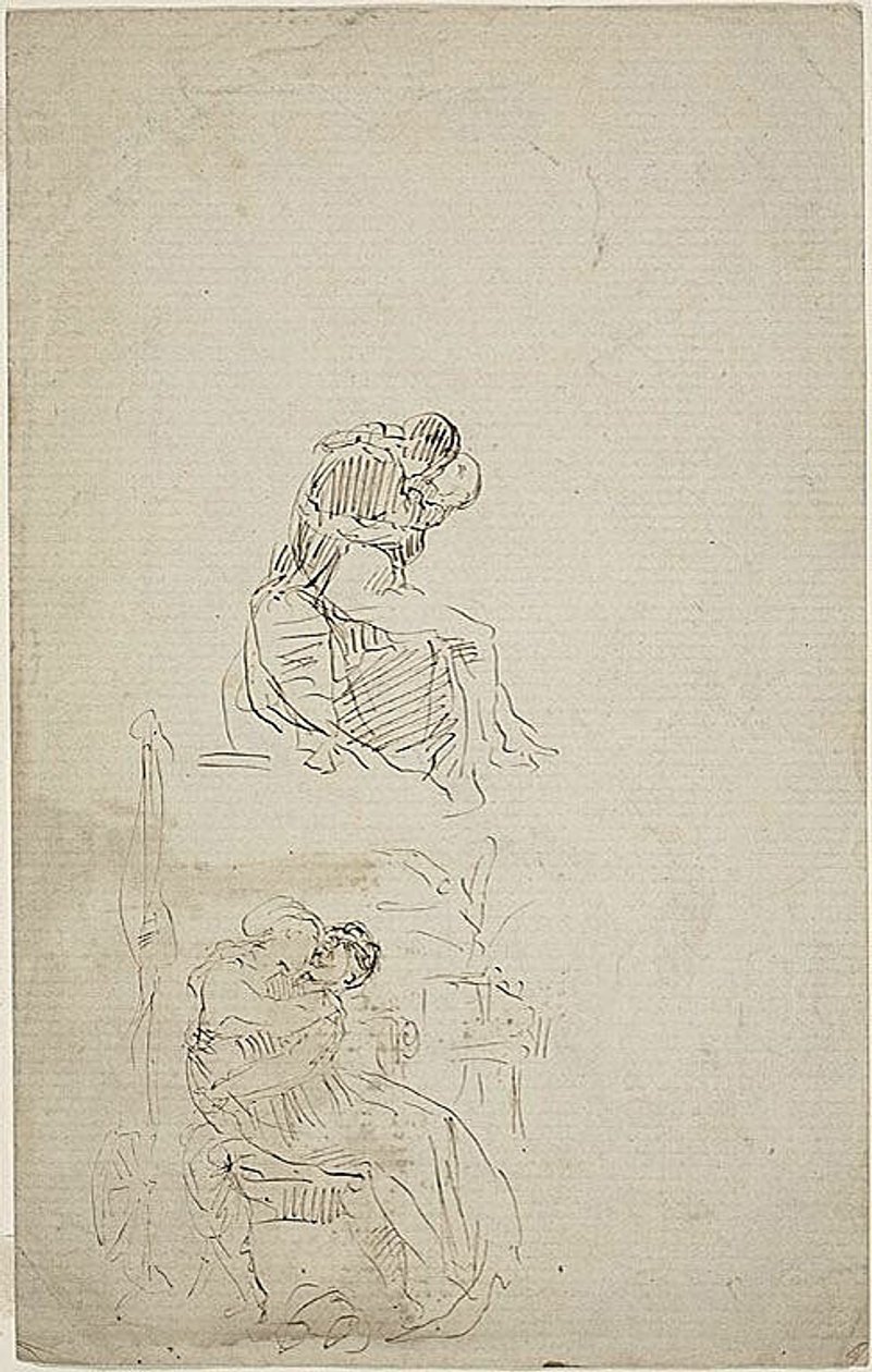 To siddende par, der omfavner hinanden af Jean Baptiste Carpeaux