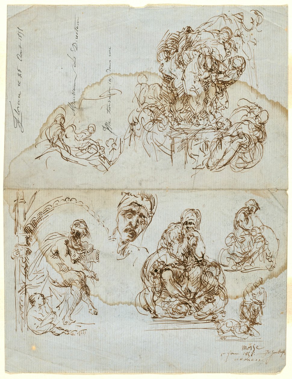 Ufærdigt brev med studier til Ugolino-gruppen af Jean Baptiste Carpeaux