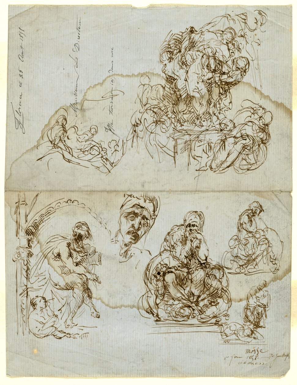 Ufærdigt brev med studier for Ugolino-gruppen af Jean Baptiste Carpeaux