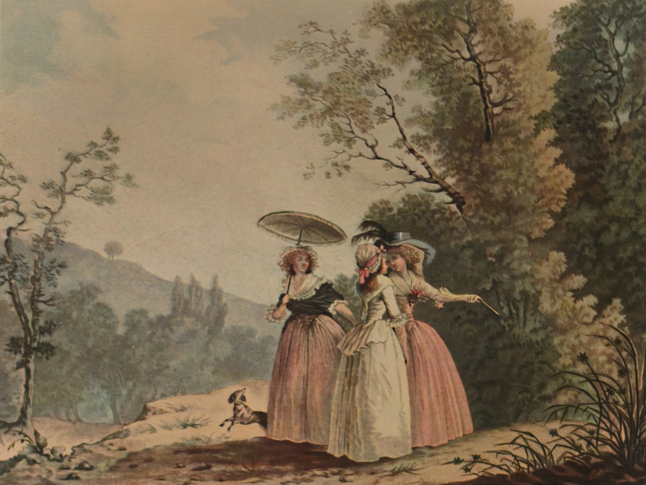 The Parisian Graces In The Bois De Vincennes, 1790, 1913 af Jean Baptiste Chapuy