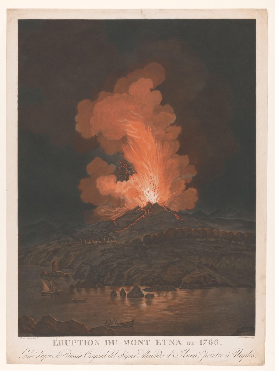 Uitbarsting van de Etna Etna-udbruddet i 1766 (titel på objekt) af Jean Baptiste Chapuy