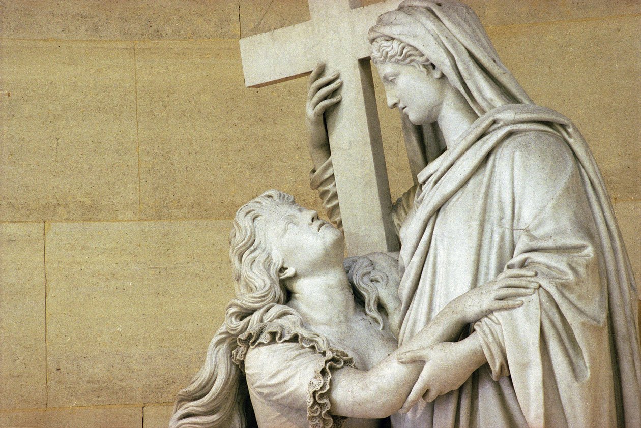 Marie Antoinette (1755-93) holdt af religionen, 1825 (marmor) (se også 252688) af Jean Baptiste Cortot