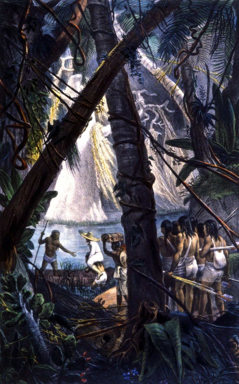 Goyana-indianere i den amazonske skov. Litografi 1839 af Jean Baptiste Debret