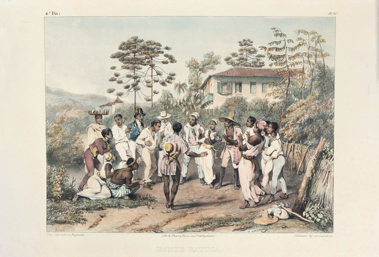 Gruppe af sorte dansere, illustration fra "Voyage Pittoresque et Historique au Bresil, ou Sejour d