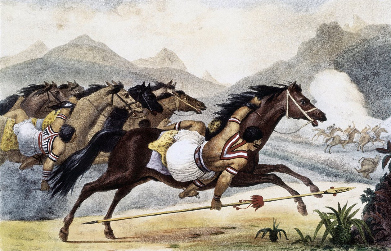 Guaycuru-indianere til hest, danner malerisk og historisk rejse til Brasilien, Brasilien af Jean Baptiste Debret