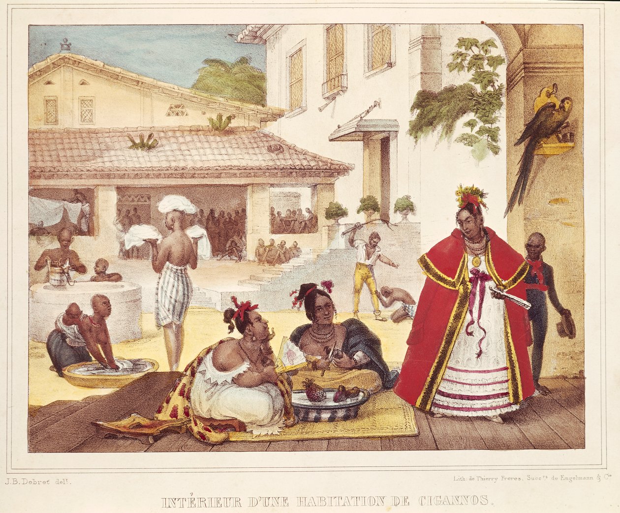 Interiør af et sigøjnerhus, Brasilien af Jean Baptiste Debret