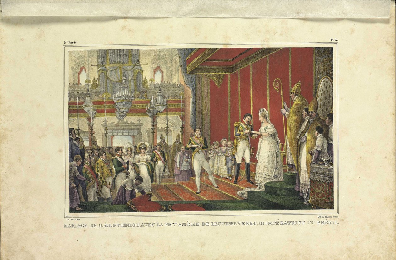 Ægteskabet mellem Amélie af Leuchtenberg og kejser Pedro I af Brasilien, 1829 af Jean Baptiste Debret