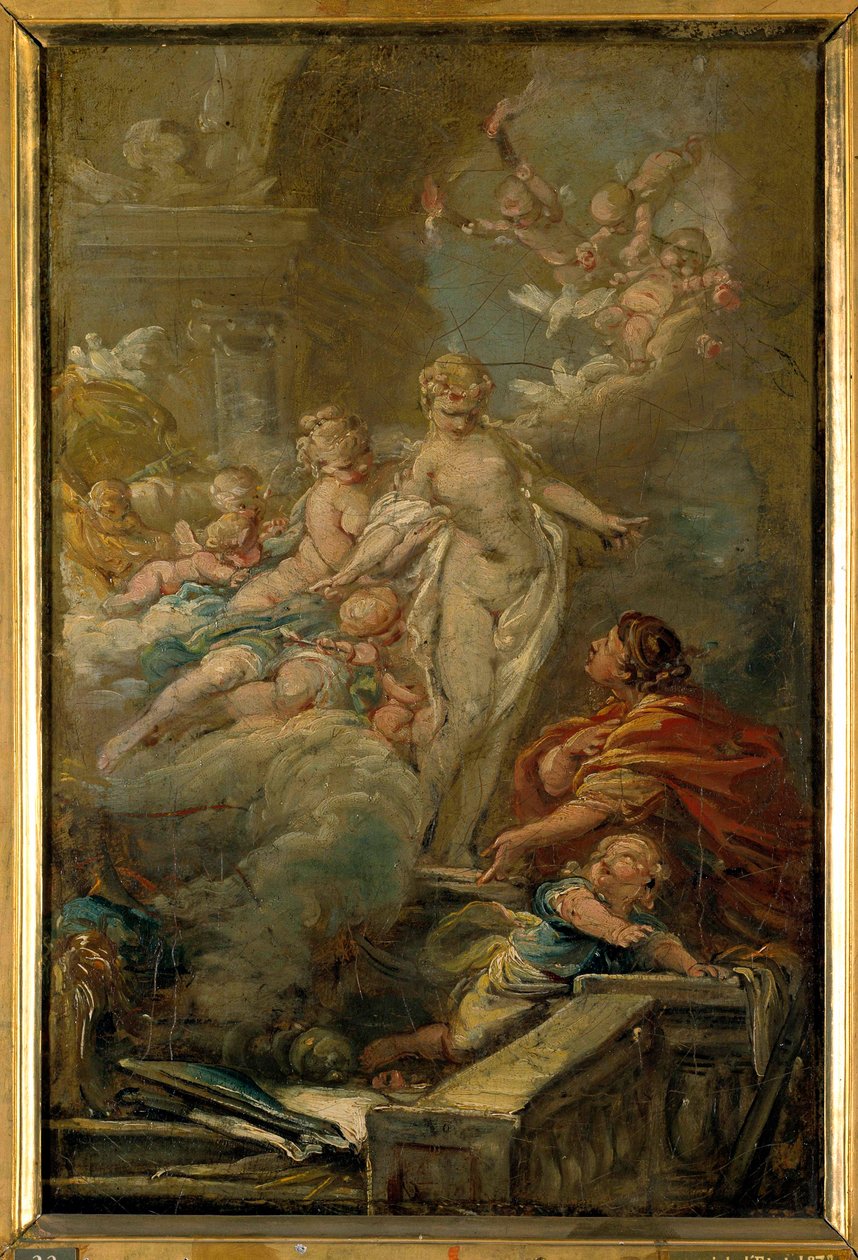 Pygmalion and Galatee Skitse af Jean Baptiste Deshays (1729-1765) 1700-tallets søn. 0,49 x 0,33 m. Rundvisninger i kunstmuseet af Jean Baptiste Deshays
