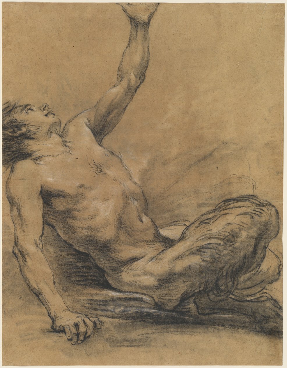 Siddende Satyr læner sig bagud [recto] af Jean Baptiste Deshays