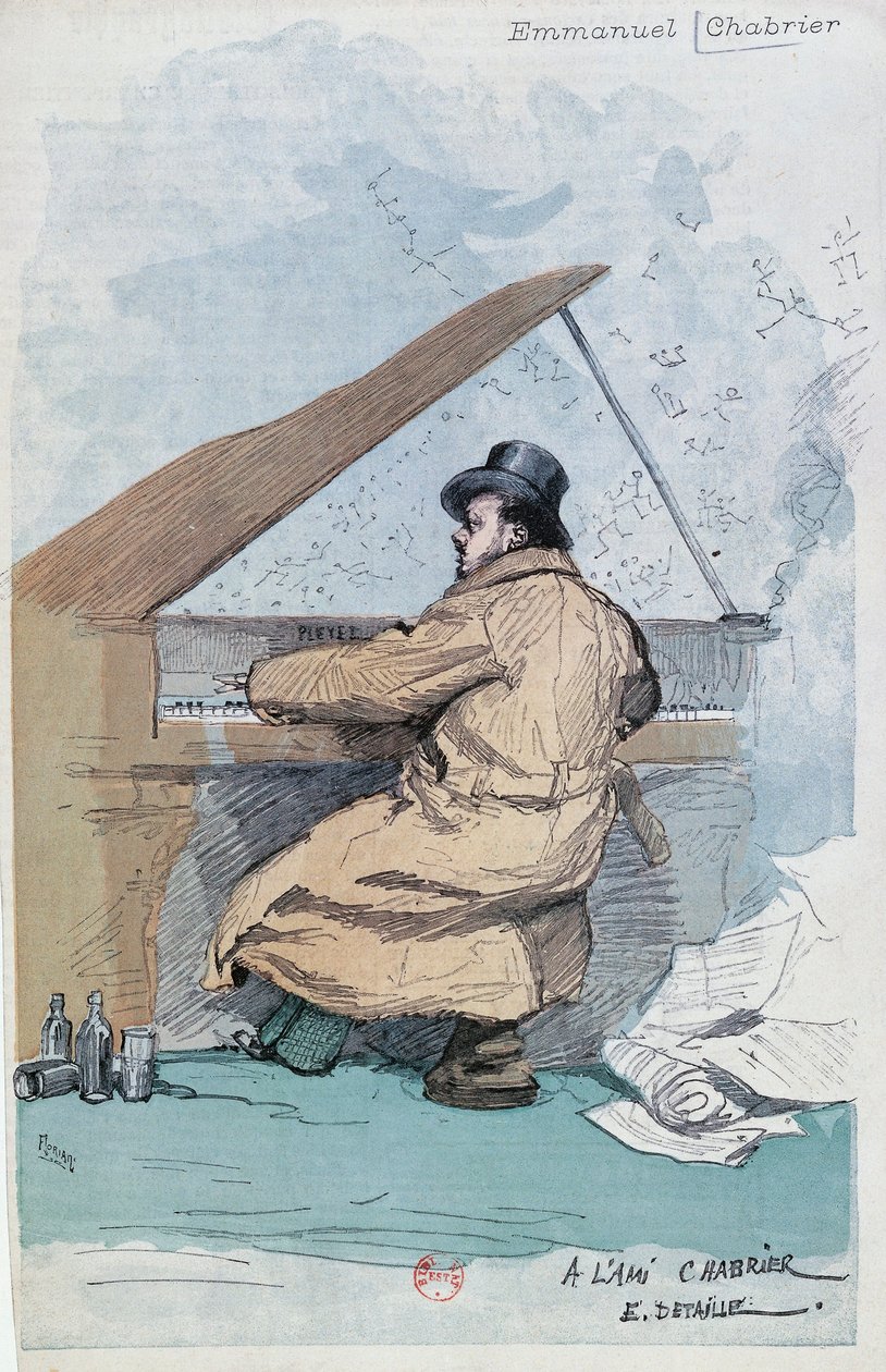Frankrig, Paris, farvestik af den franske komponist Emmanuel Chabrier af Jean Baptiste Edouard Detaille