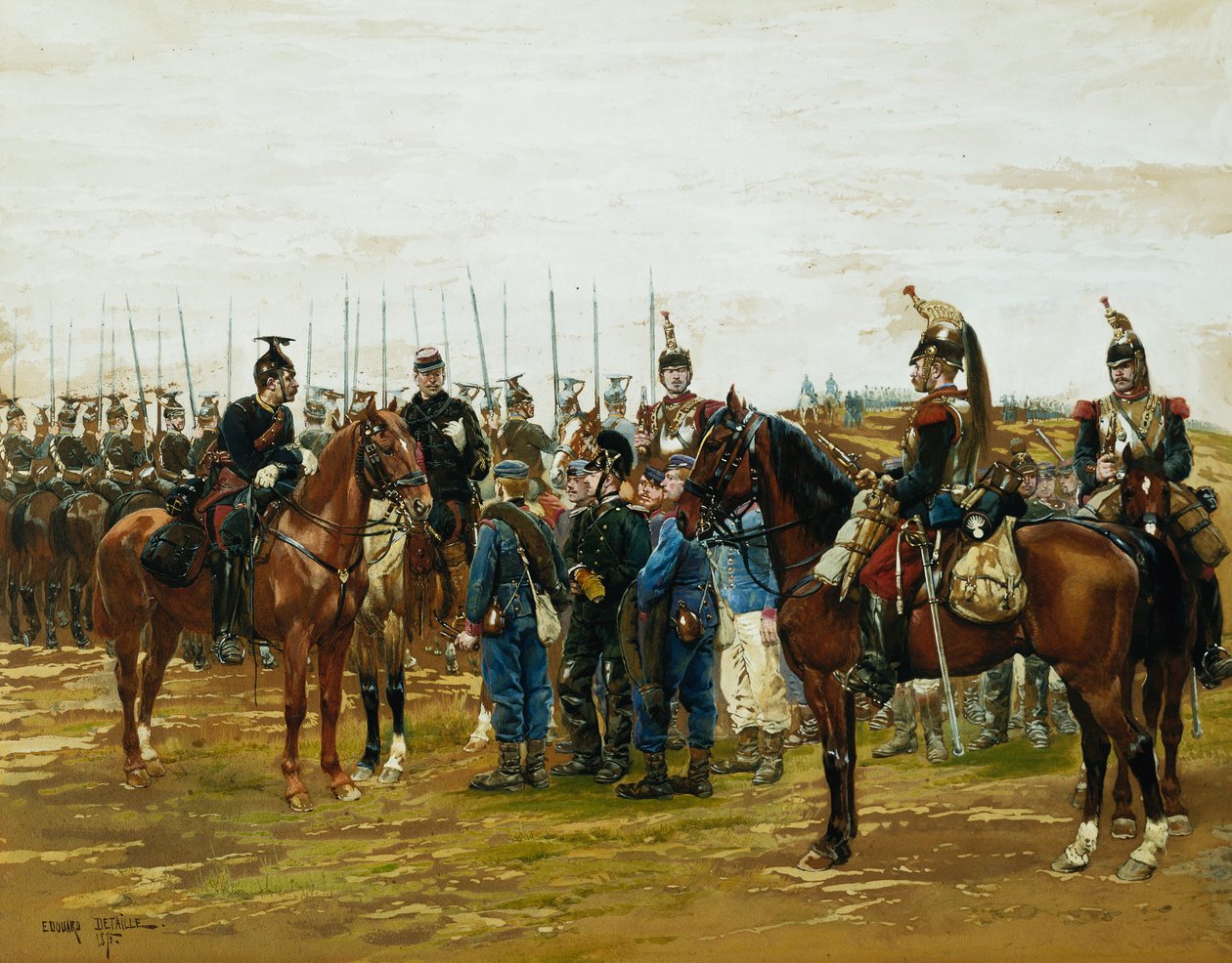 Franske Cuirassiers holder bayerske soldater fanget, 1875 af Jean Baptiste Edouard Detaille
