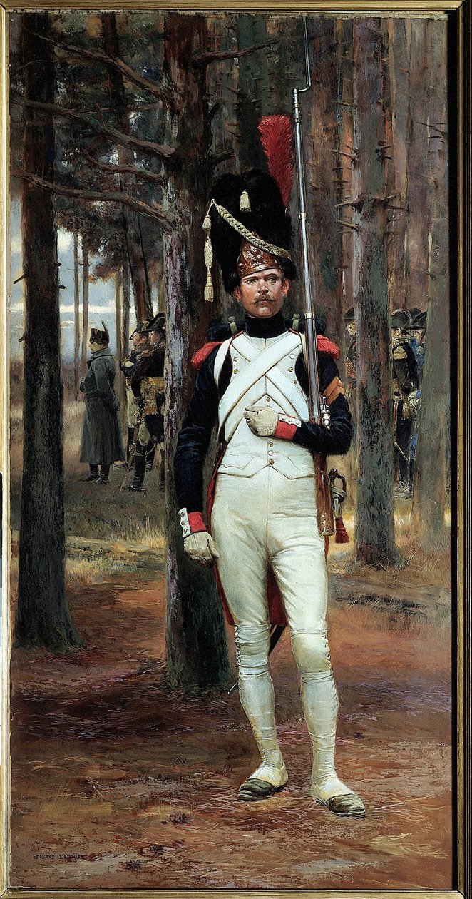 Grenader til fods af vagten Imperiale i 1806 Maleri af Edouard Detaille (1848-1912) søn. 1,10 X 0,58 m Paris. Armee Museum af Jean Baptiste Edouard Detaille