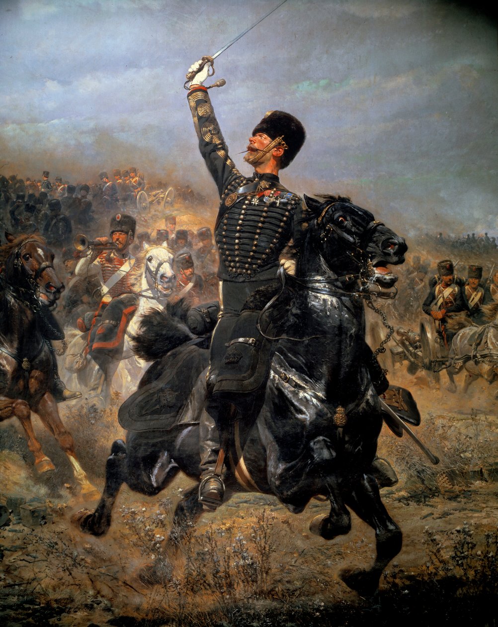 I batteri, kavaleri opladning (1870). Maleri af Edouard Detaille (1848-1912) af Jean Baptiste Edouard Detaille
