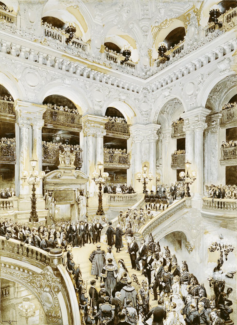Indvielse af Paris Opera House, 5. januar 1875, 1878 (wc og hvid på papir) af Jean Baptiste Edouard Detaille