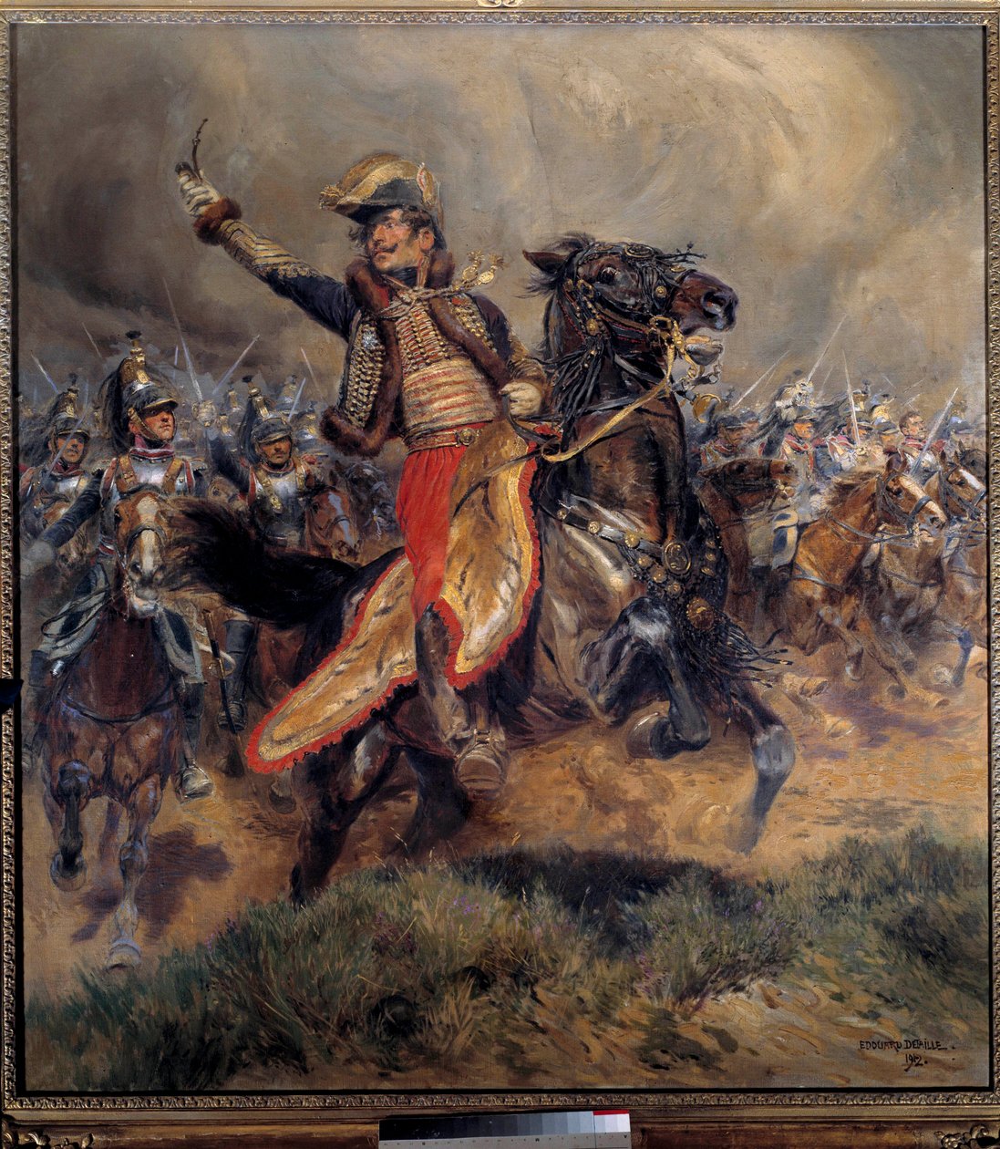 Napoleonskrigen: "" General Antoine Charles Earl of Lasalles sidste post (1775-1809), dræbt ved Wagram den 6. juli af Jean Baptiste Edouard Detaille