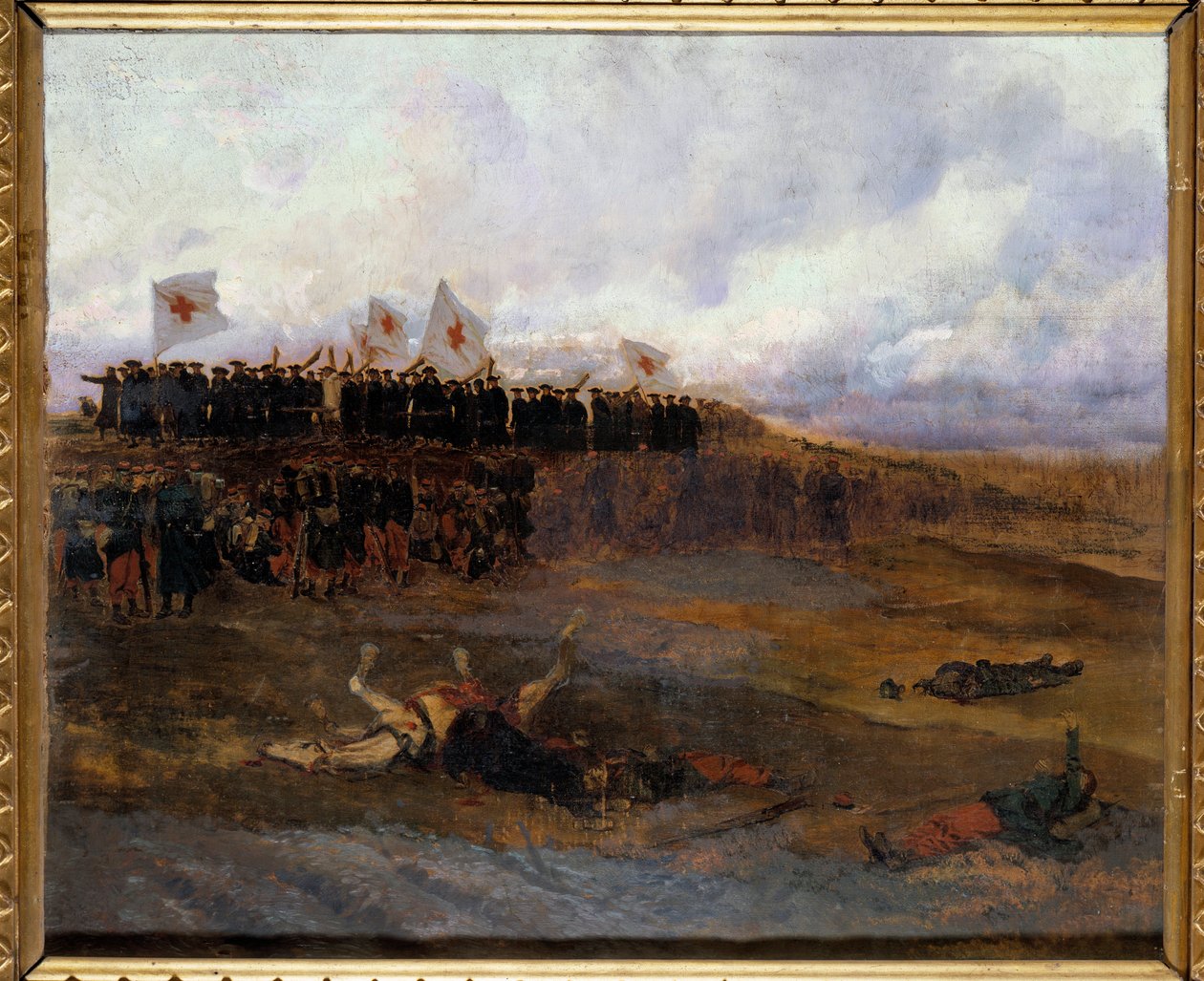 Belejring af Paris 1870: "" brødrene fra den kristne læres skoler går mod slagmarken"" Maleri af Edouard Detaille (1848-1912) 1872 Søn. 0,53x0,65 m af Jean Baptiste Edouard Detaille