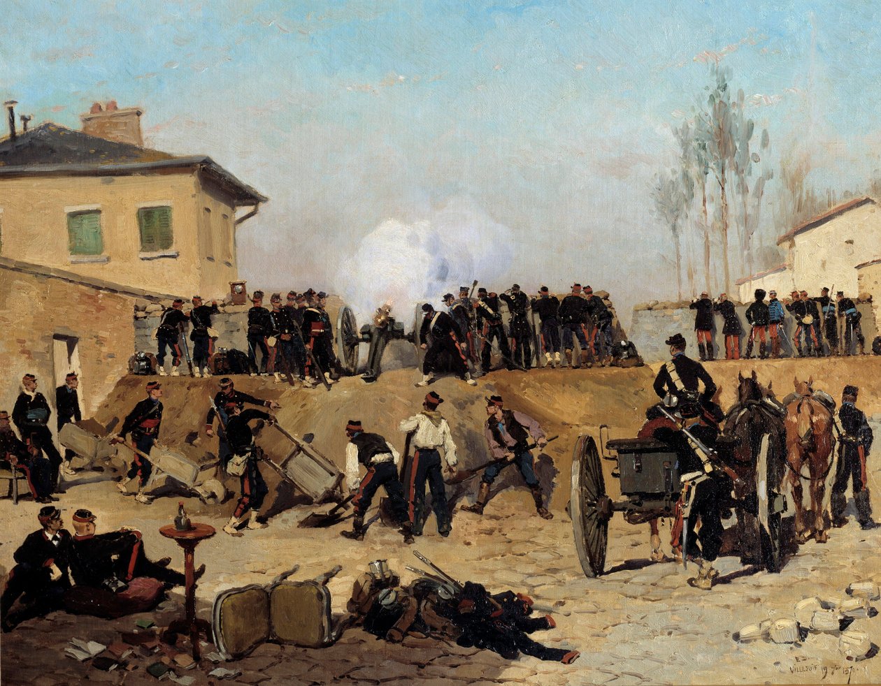 Belejring af Paris: "" kamp i Villejuif den 19/09/1870"" Maleri af Edouard Detaille (1848-1912) 1870 Søn. 0,55x0,67 m Paris, musee d