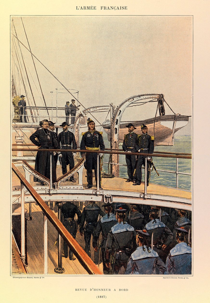 Typer og uniformer af kaptajn Jules Richards franske armé, illustreret af Edouard Detaille (1848-1912): Marine: Revue d