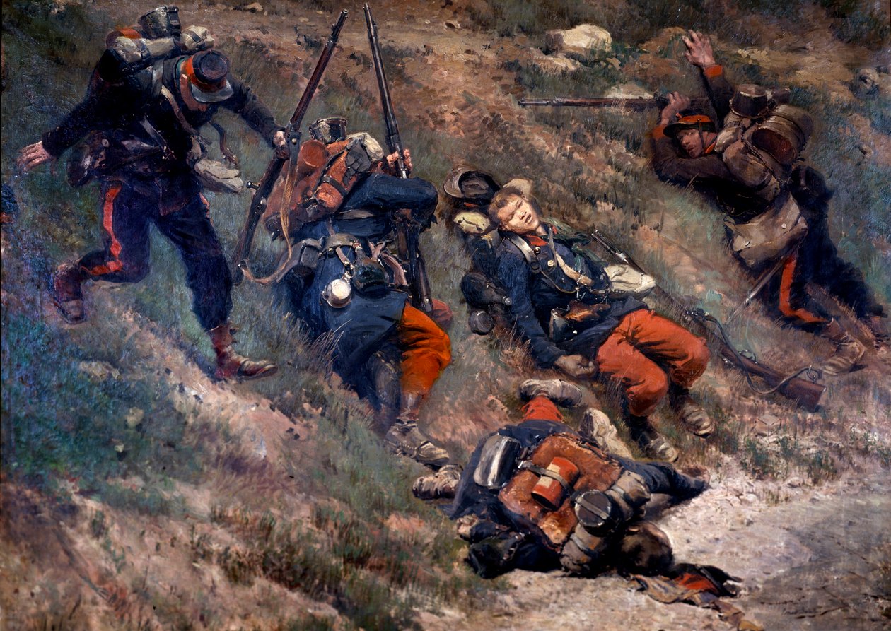 War of 1870: "" Slaget ved Champigny, 30/11/1870"" Maleri af Edouard Detaille af Jean Baptiste Edouard Detaille