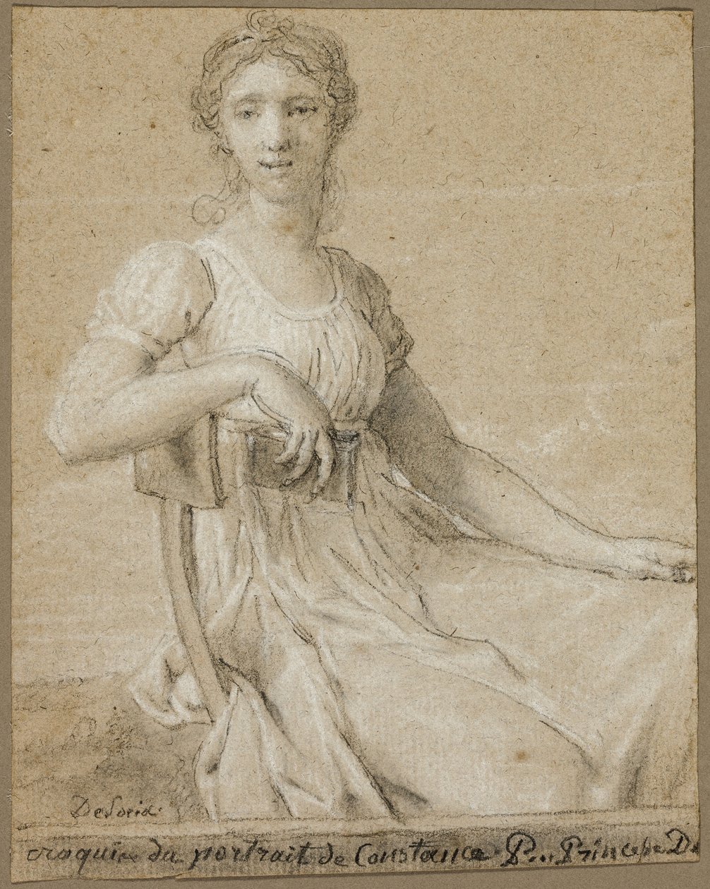 Skitse til portræt af Constance Pipelet (recto); Kvindehoved (verso) af Jean Baptiste Francois Desoria
