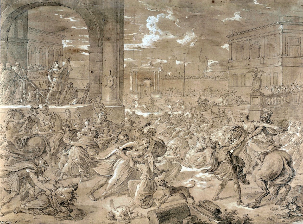 Abduction of the Sabines (olie på lærred) af Jean Baptiste Giry
