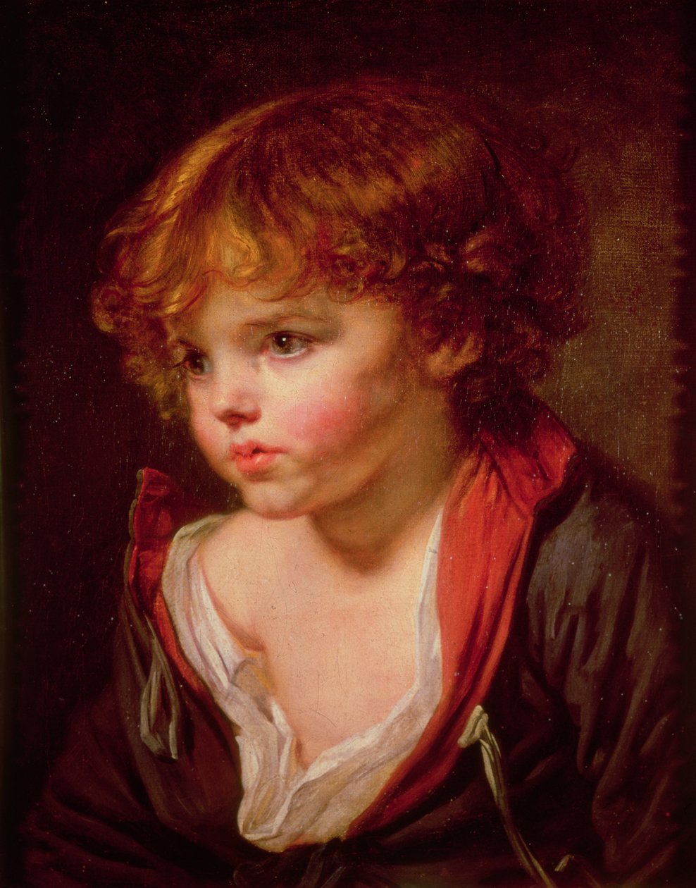 En blondhåret dreng med en åben skjorte af Jean Baptiste Greuze