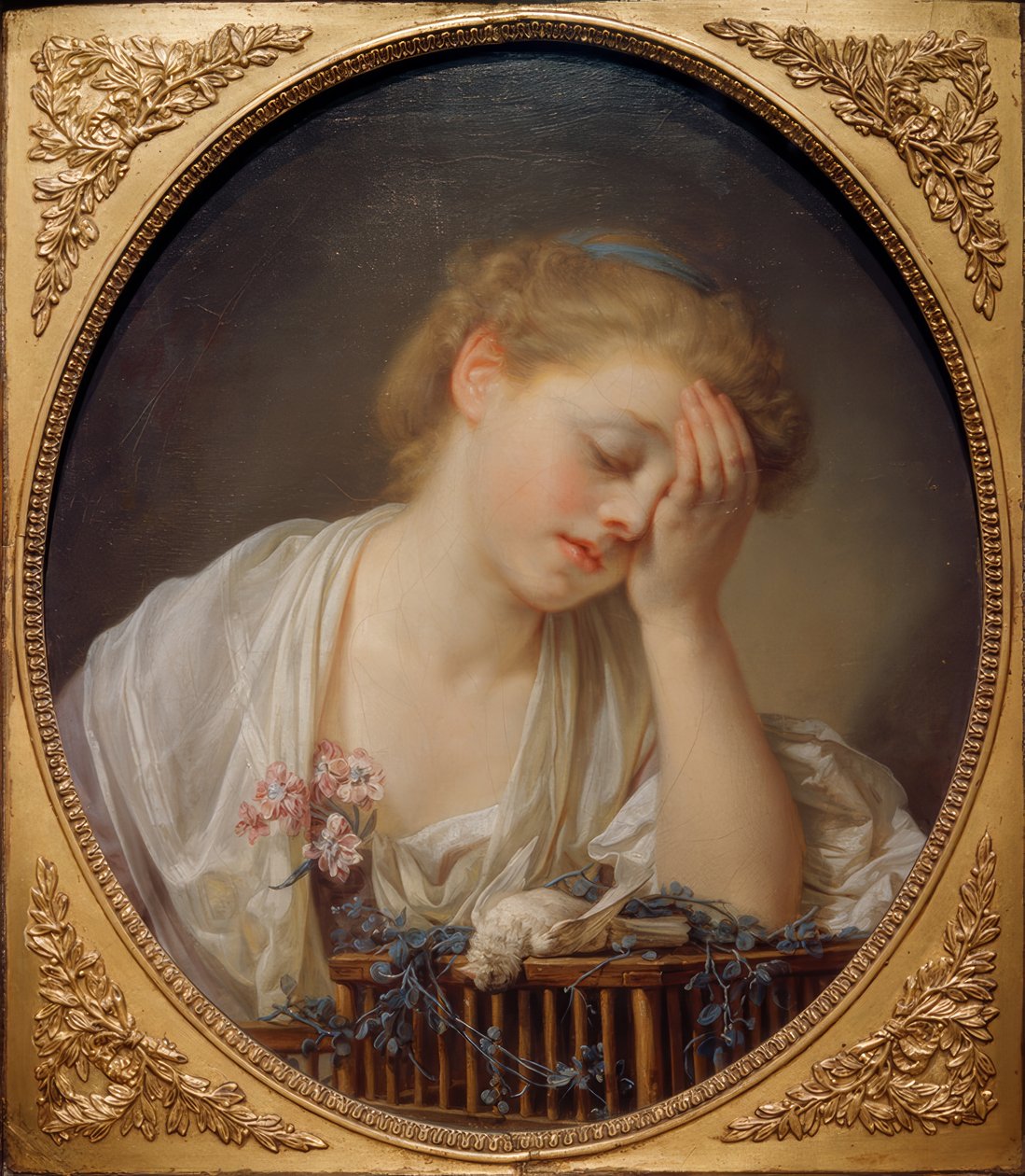 Den unge pige, der græder over sin døde fugl af Jean Baptiste Greuze