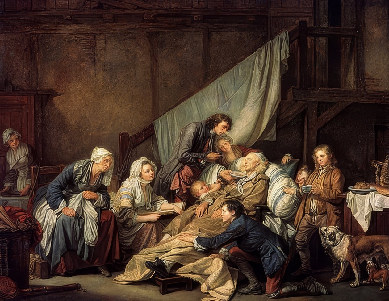 Frugterne af god opdragelse (Den lamme). 1763 af Jean Baptiste Greuze