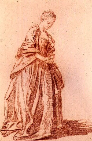 Draperet kvindefigur (tegning) af Jean Baptiste Greuze
