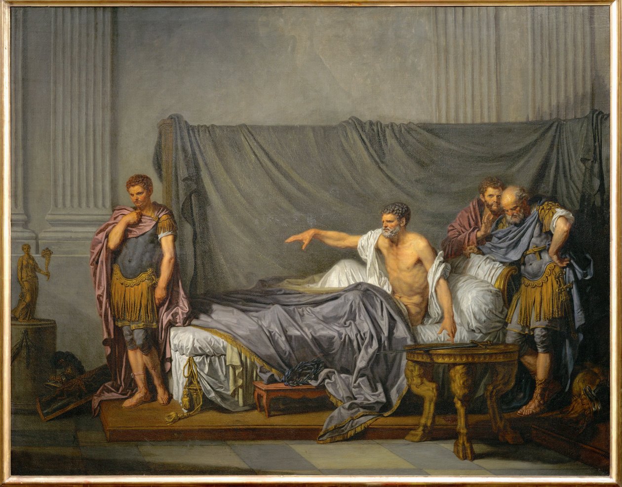 Kejser Lucius Septimius Severus anklager sin søn Caracalla for at have planlagt mordet på ham ... af Jean-Baptiste Greuze